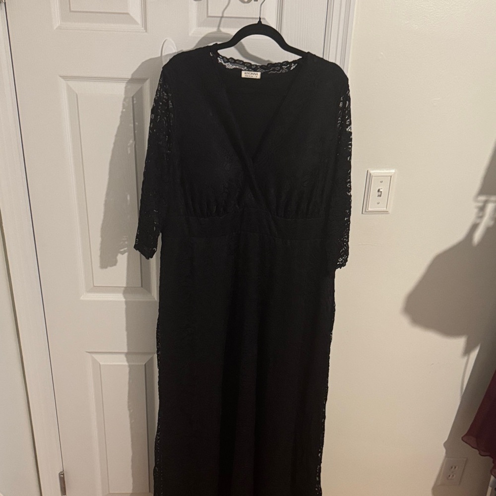Kiyonna Black Long Sleeve Lace Dress